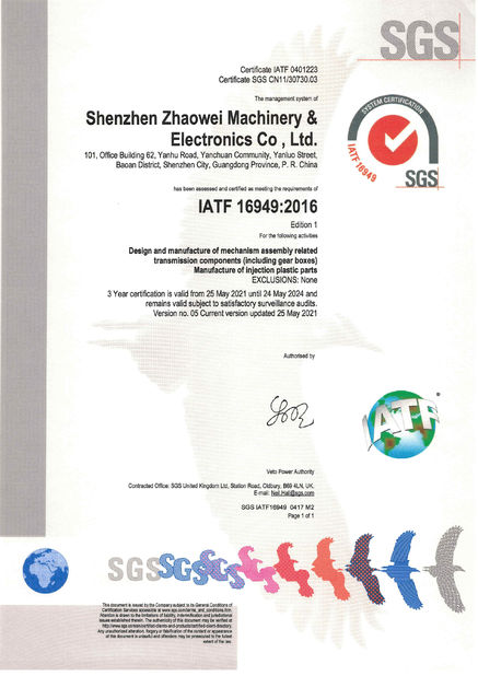 China Shenzhen ZhaoWei Machinery &amp; Electronics Co. Ltd. certificaciones